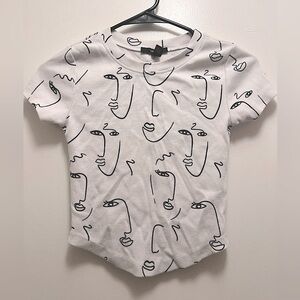 Forever 21 Abstract Face Print T-Shirt, Size S